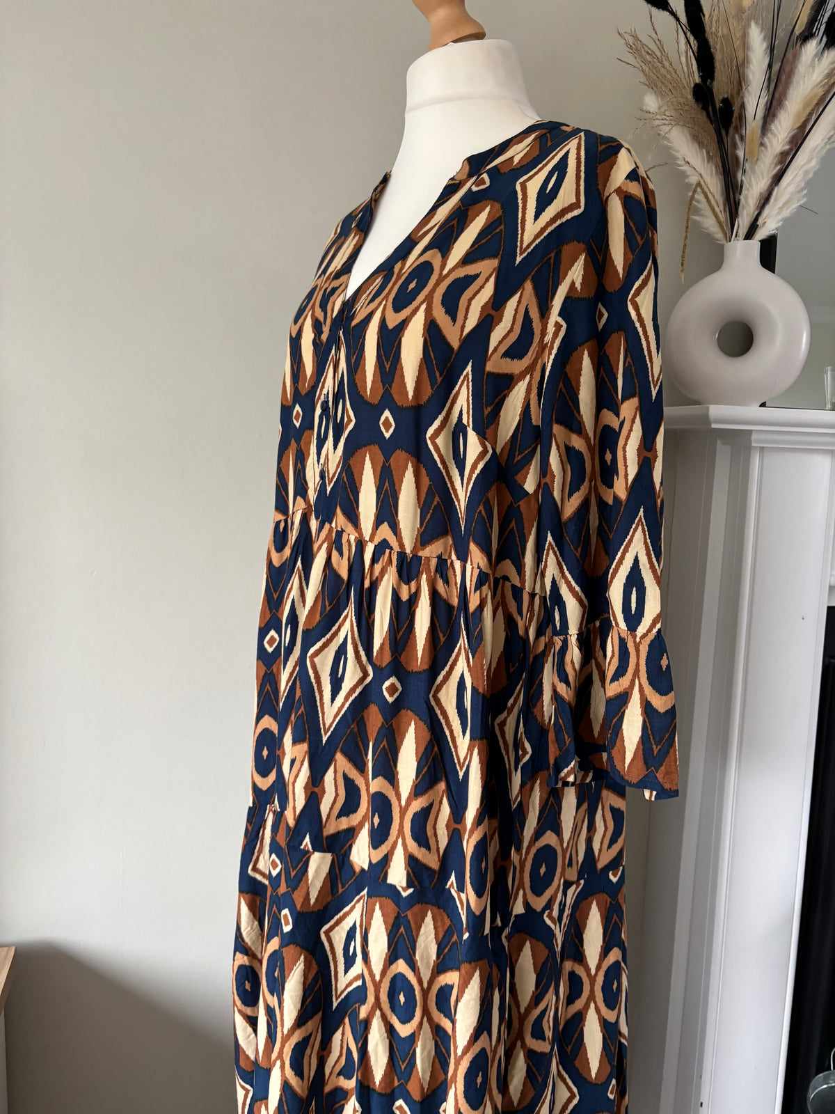 Printed Three-Quarter Length Sleeve Maxi Dress by Aniston Size 20