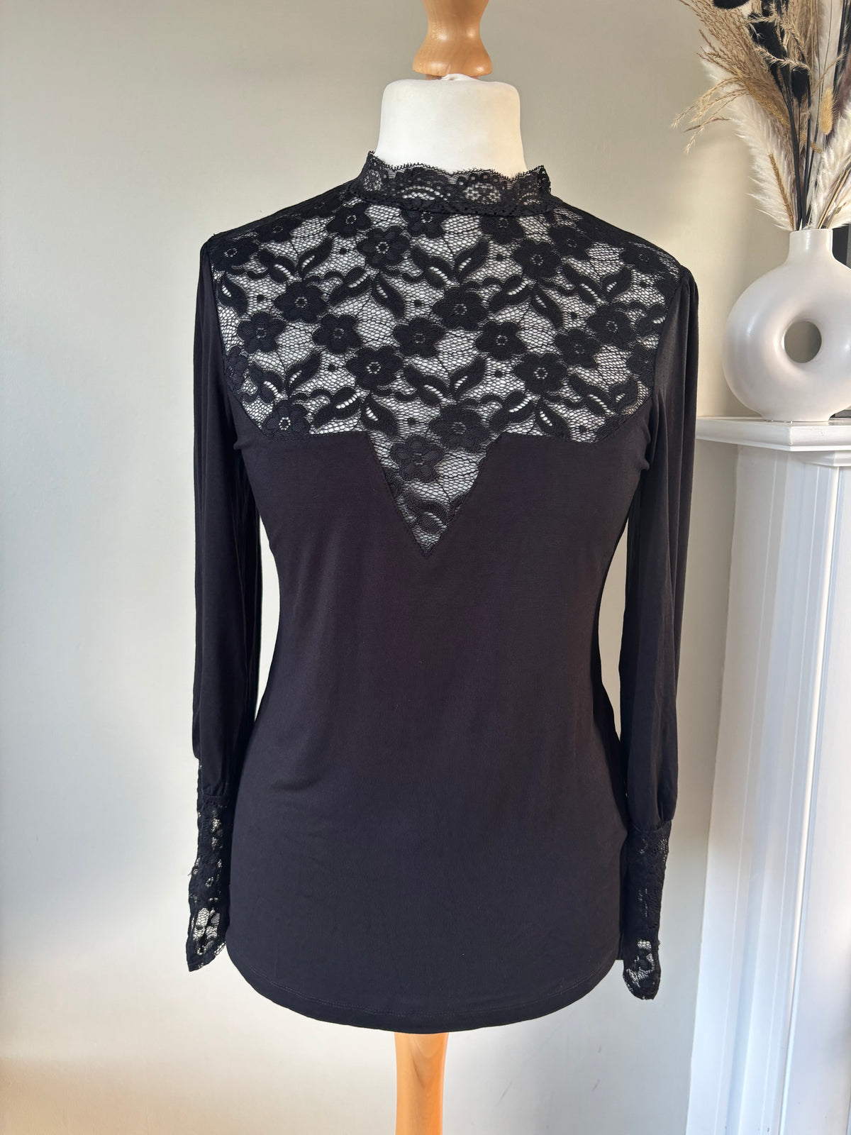 Black lace Yoke Top By bonprix