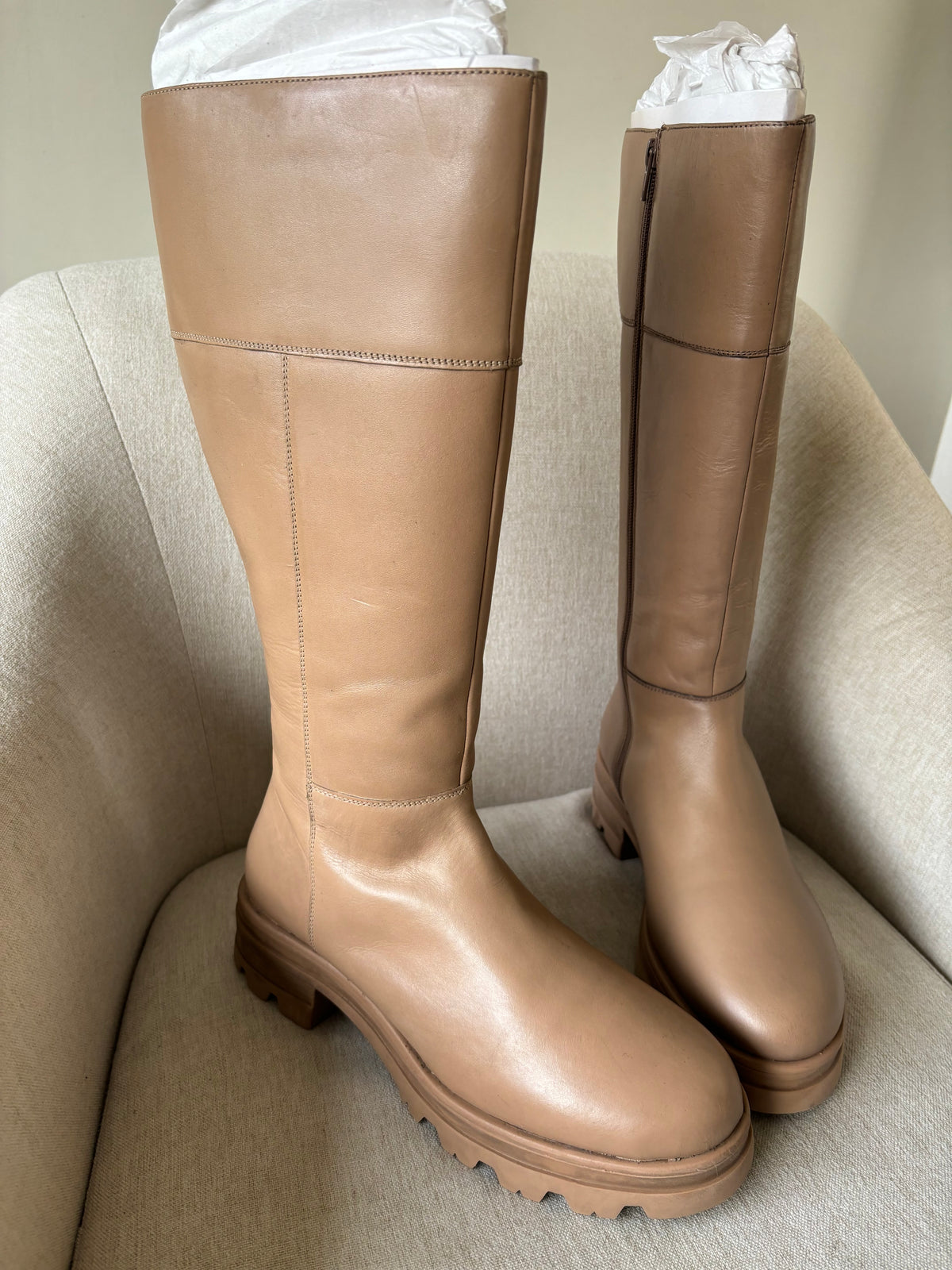 Kaleidoscope Cleated Leather Long Boots Size 8