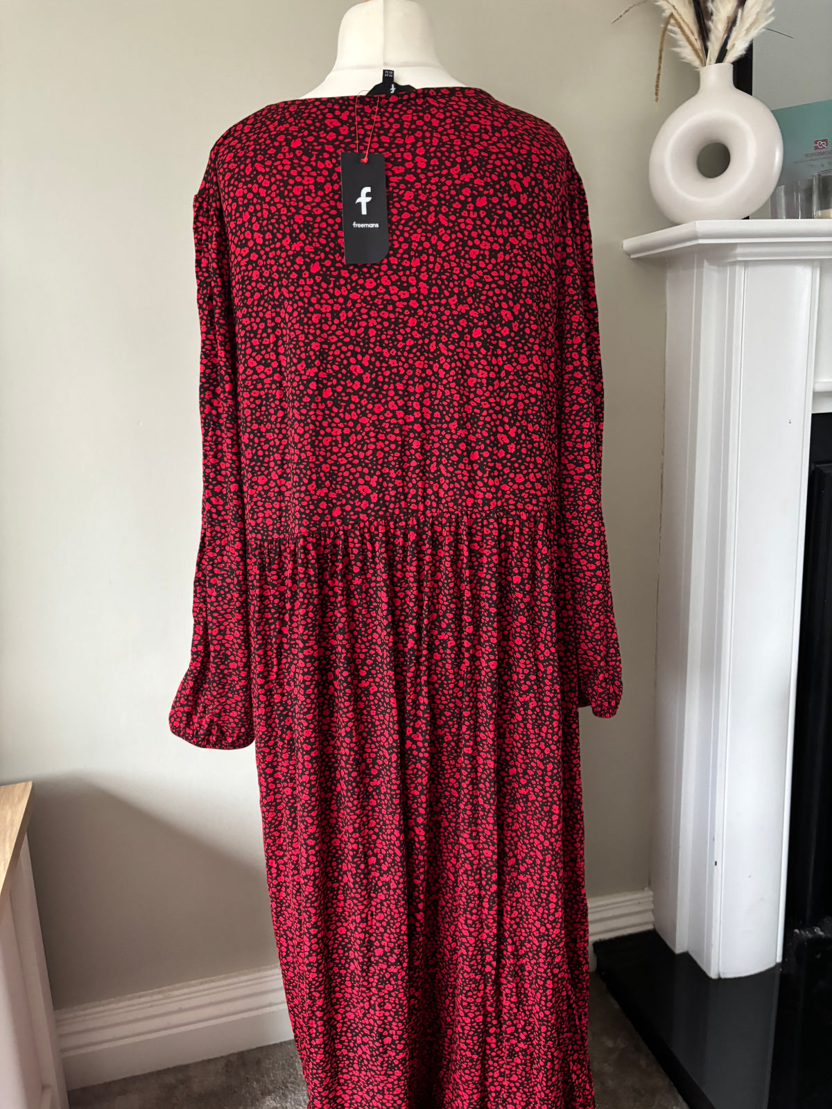 Red Print Tiered Maxi Dress by Freemans size 24