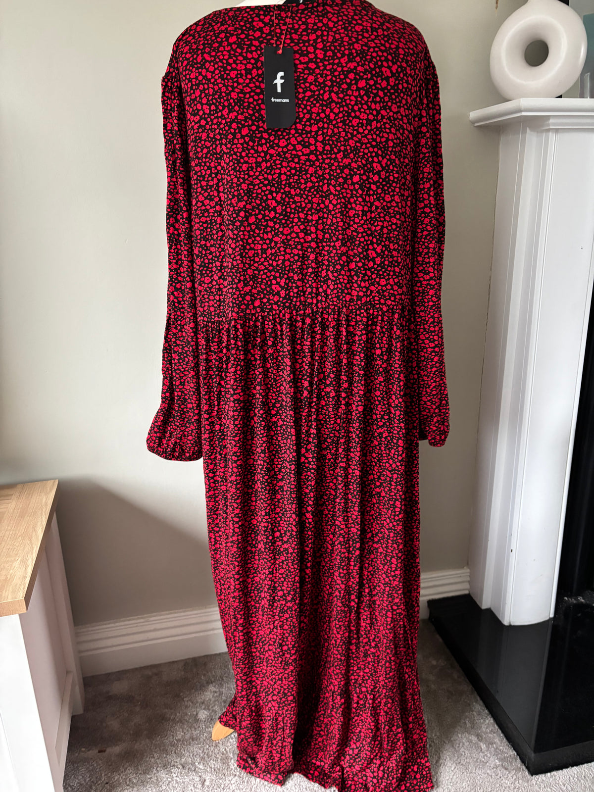 Red Print Tiered Maxi Dress by Freemans size 24