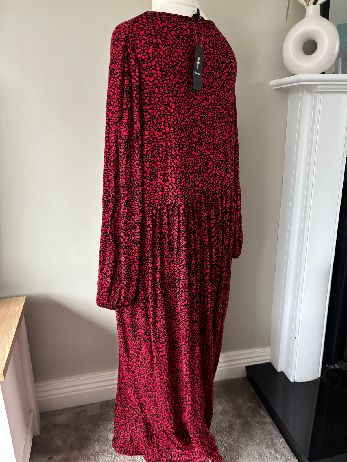 Red Print Tiered Maxi Dress by Freemans size 24