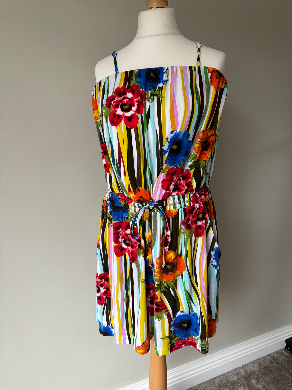 Floral bright coloured playsuit with removable straps Size 22