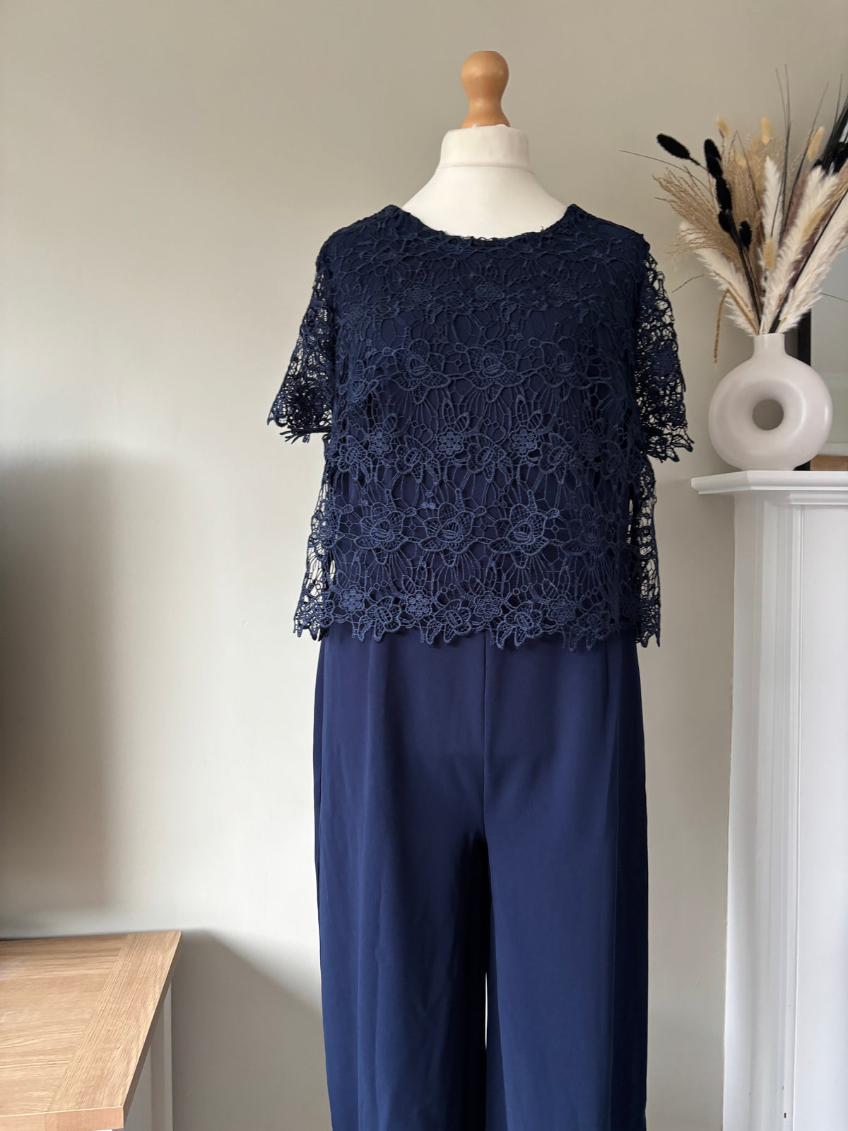 BONPRIX Navy Lace Bodice Jumpsuit size 22