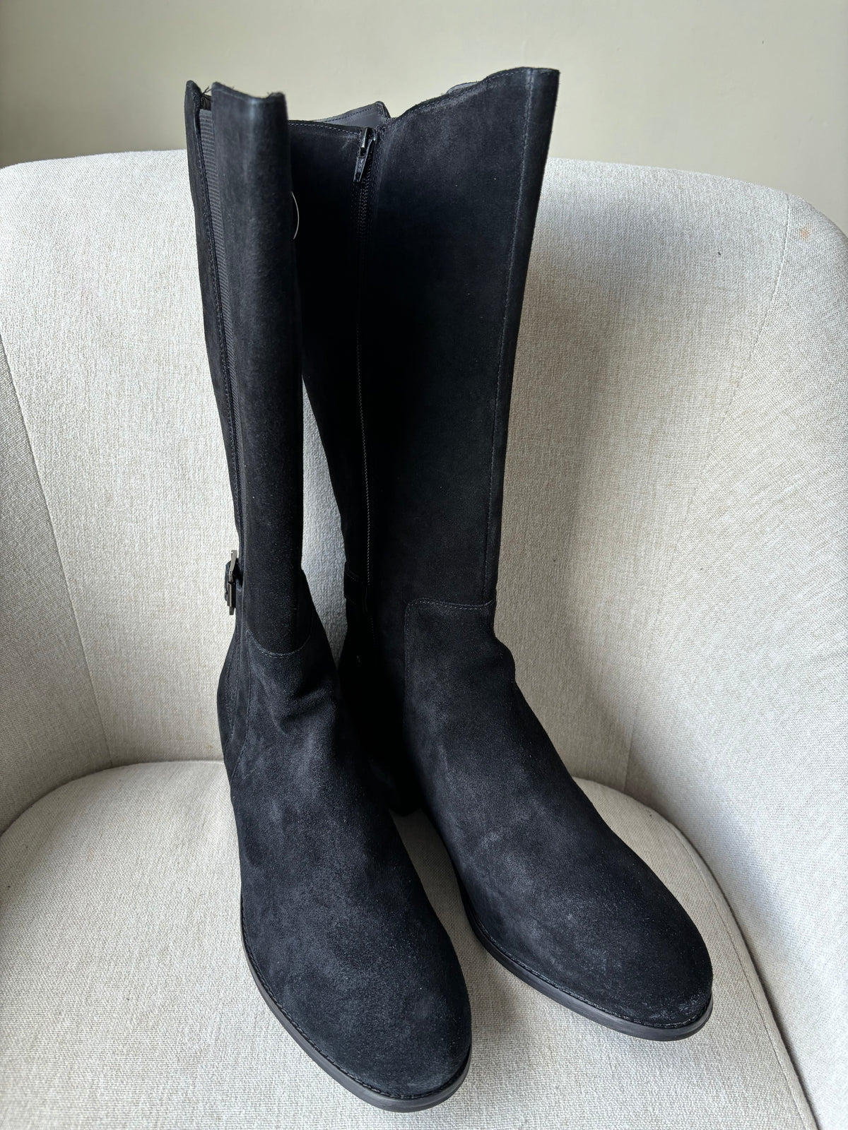 Freemans Wide Fitting Elastic Panel Suede Knee High Boots Size 8