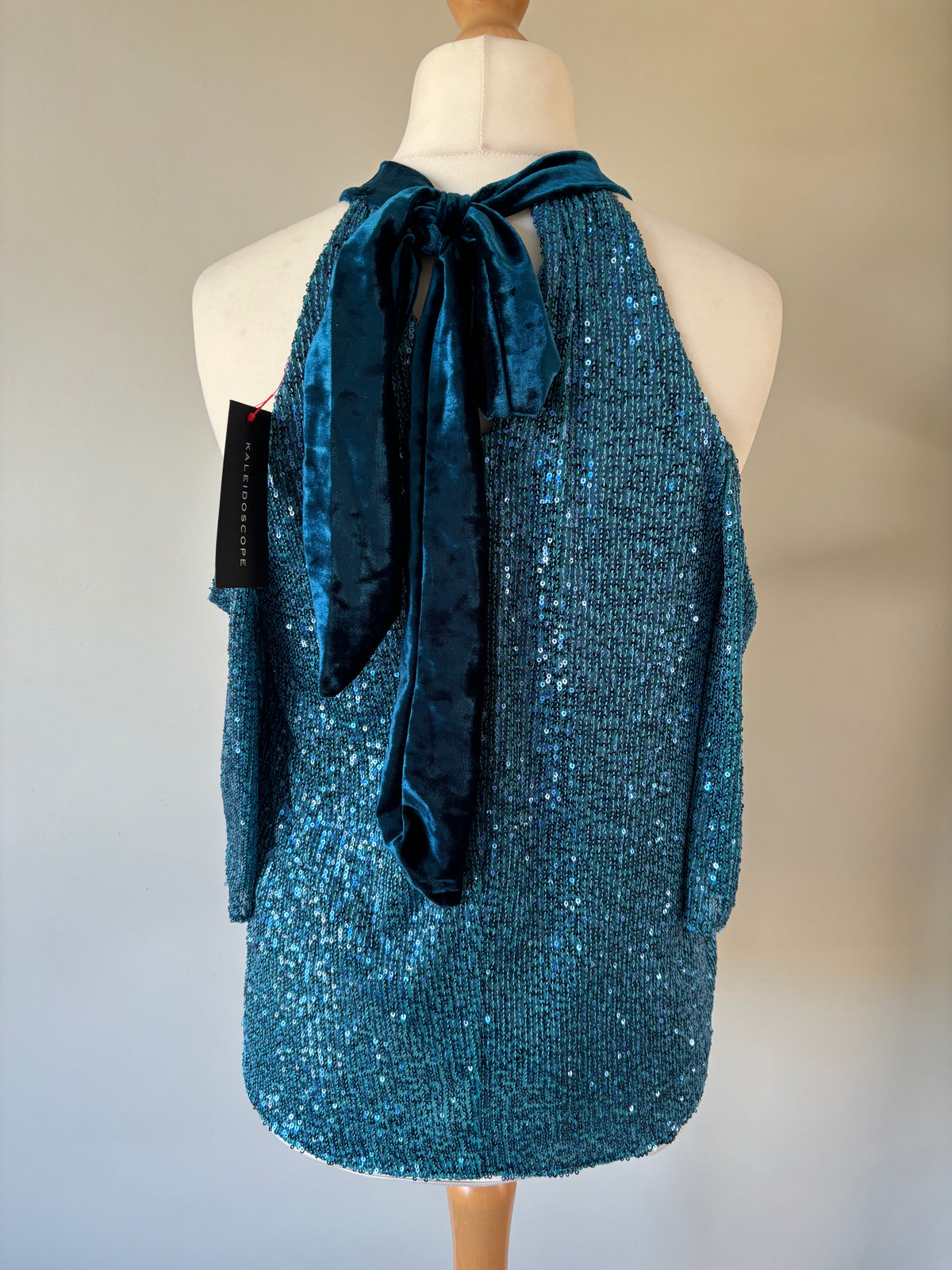 Blue Sequin Cold Shoulder Top by Kaleidoscope Size 14