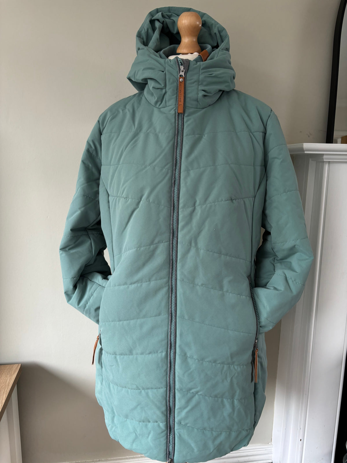 Mint green quilted jacket by Creation L size 20