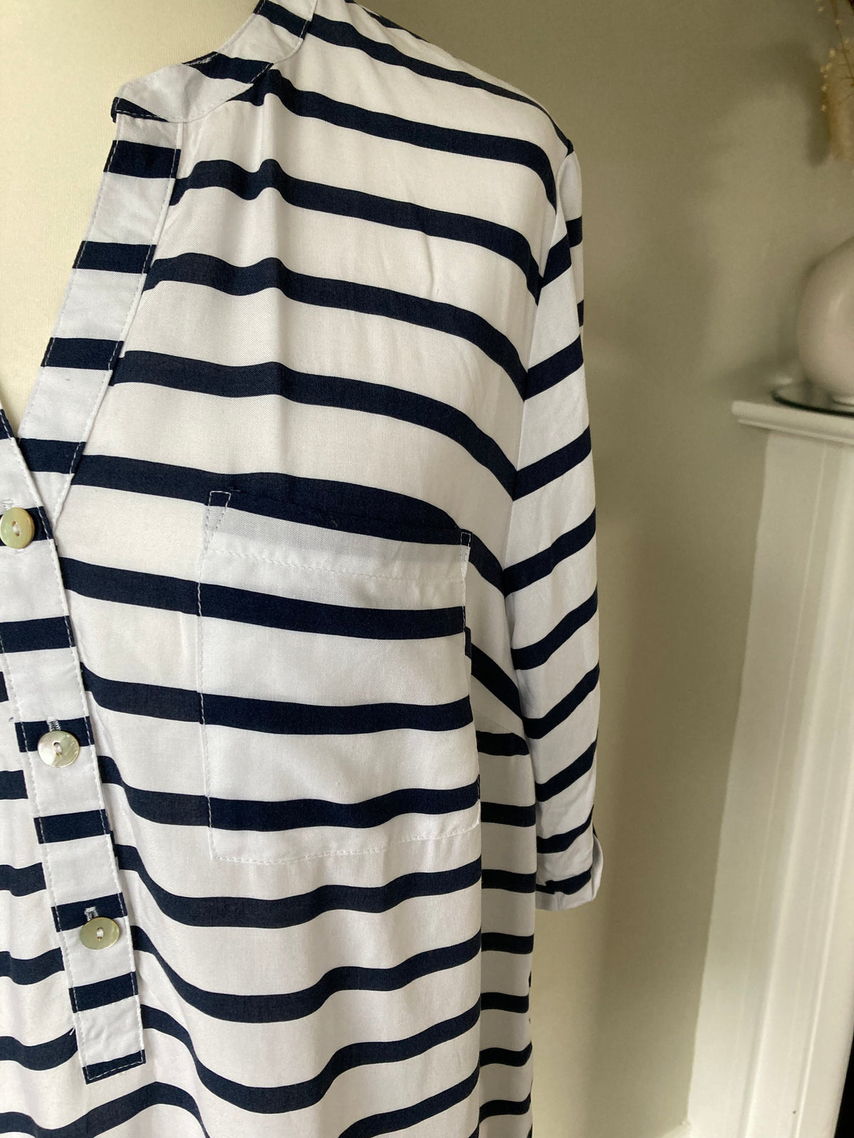 Navy and white stripped T-shirt by BPC- Size 18
