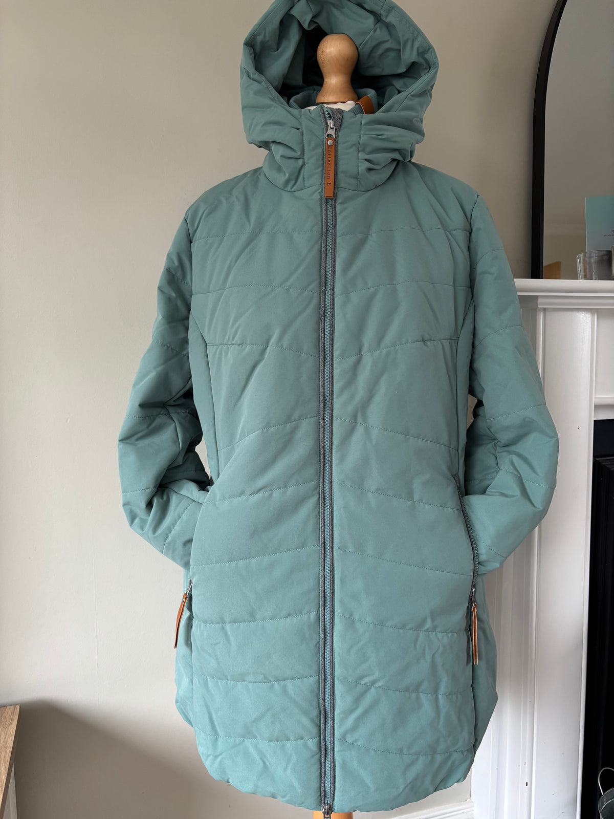 Mint green quilted jacket by Creation L size 20