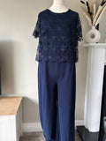BONPRIX Navy Lace Bodice Jumpsuit size 22