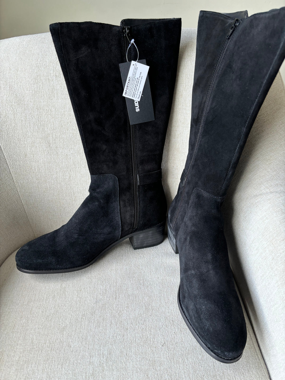 Freemans Wide Fitting Elastic Panel Suede Knee High Boots Size 8