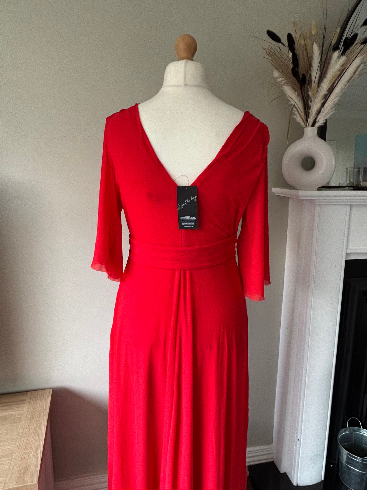 Red Mesh Maxi Dress By Kaledsicope size 14