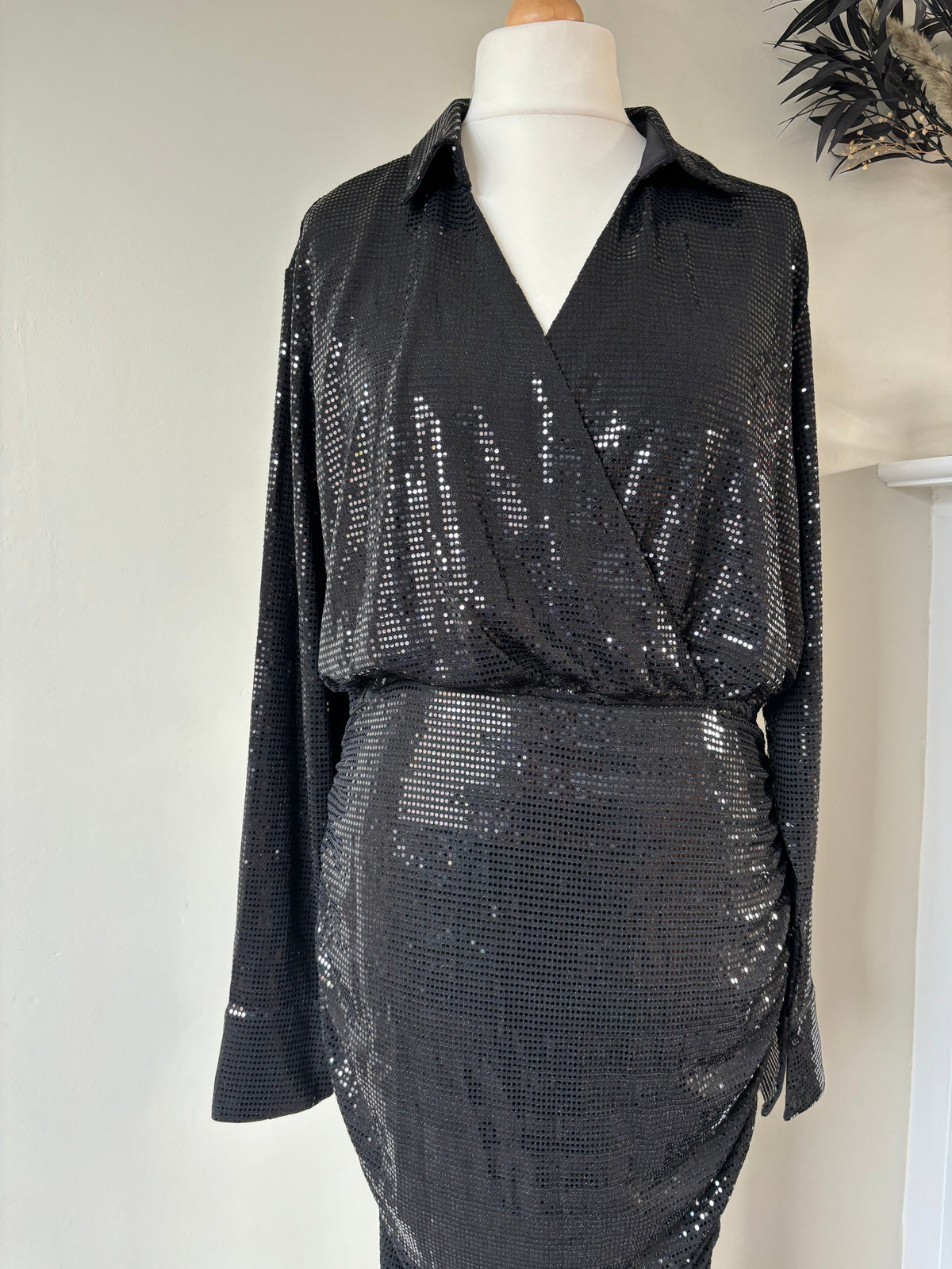 Black Embellished Wrap Midaxi Dress by In The Style Size 18
