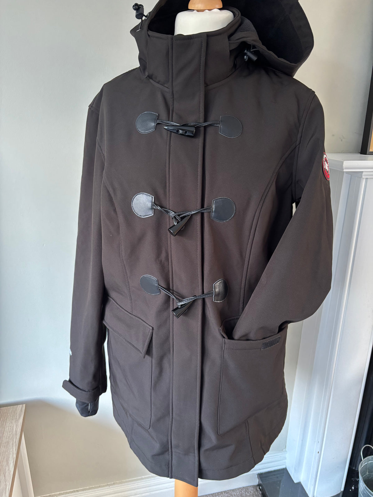 Black Soft Shell Duffle Coat by Bonprix Size 16/18