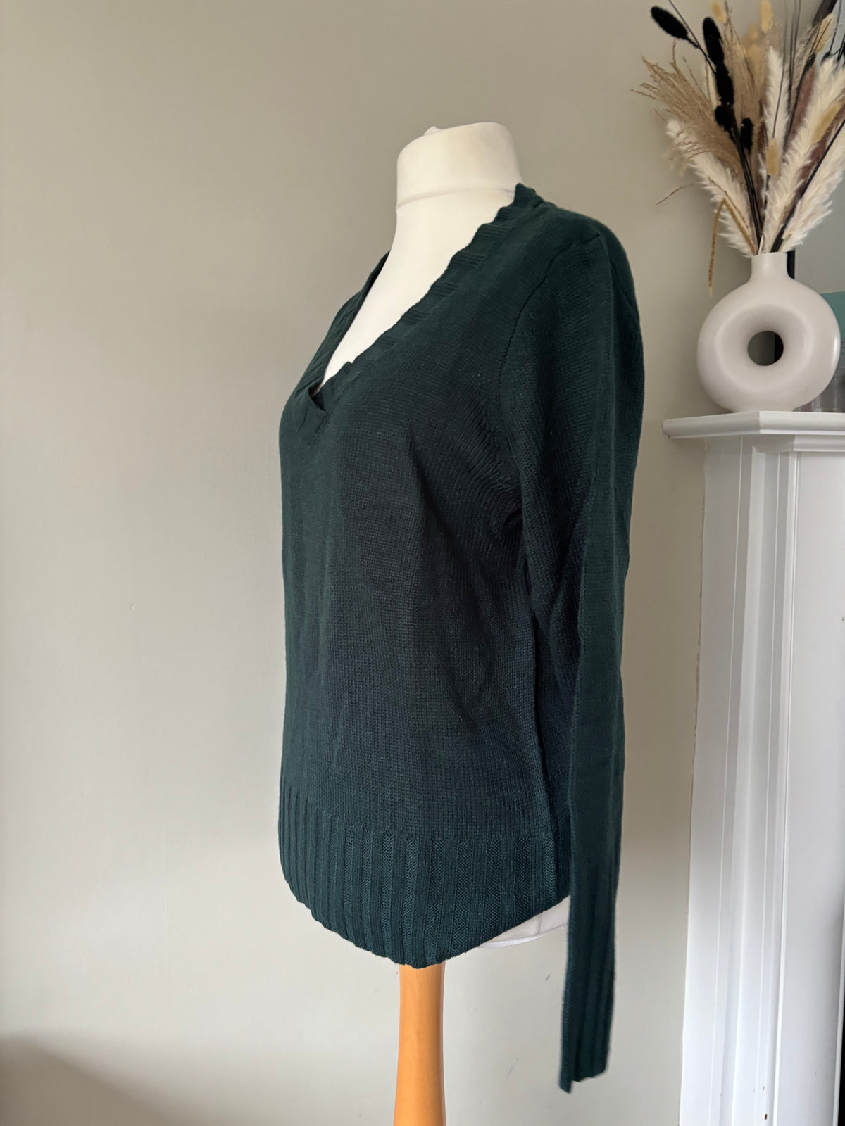 Drak green V-Neck Knit Jumper by Bonprix size 16/18