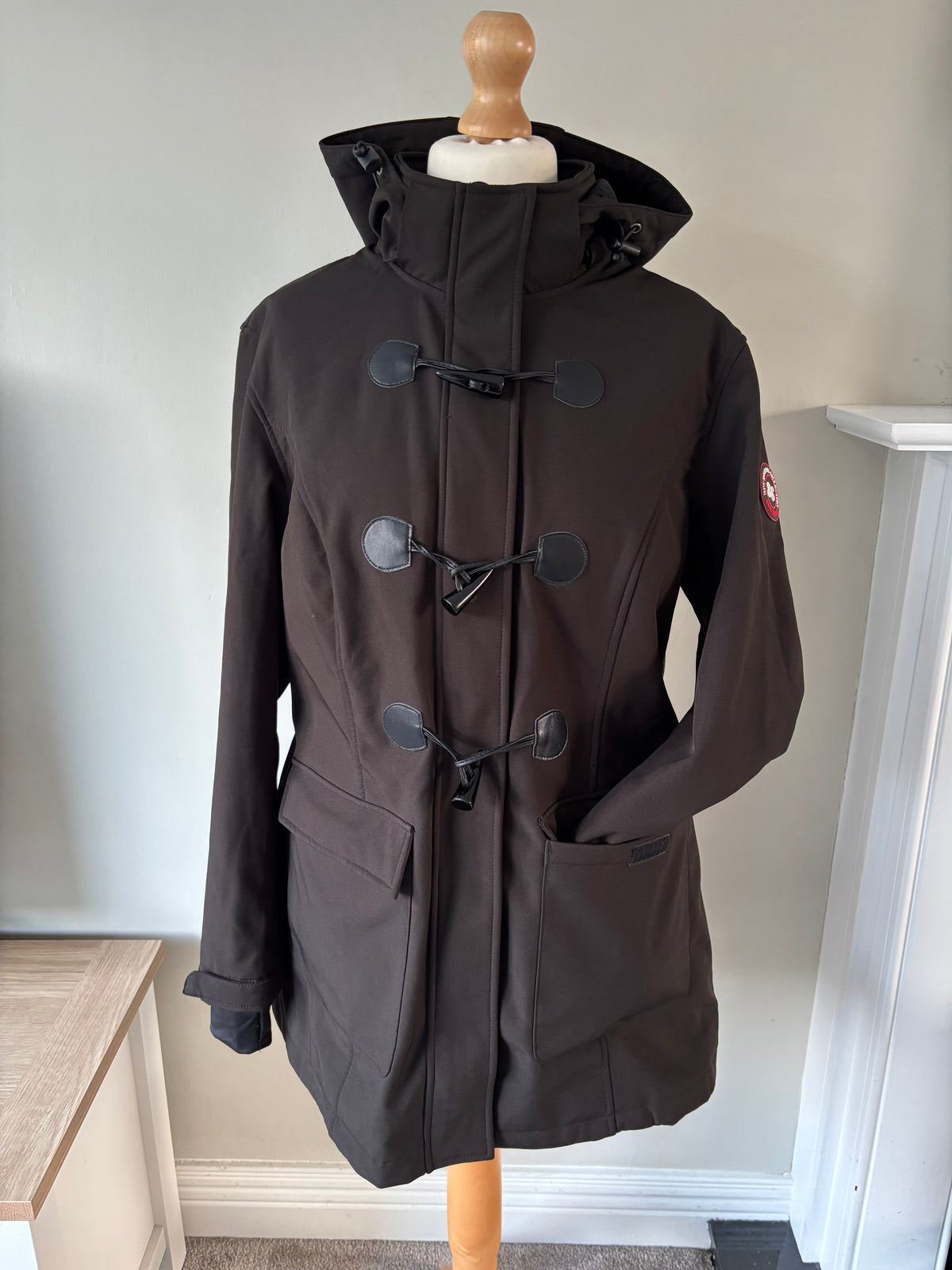 Black Soft Shell Duffle Coat by Bonprix Size 16/18