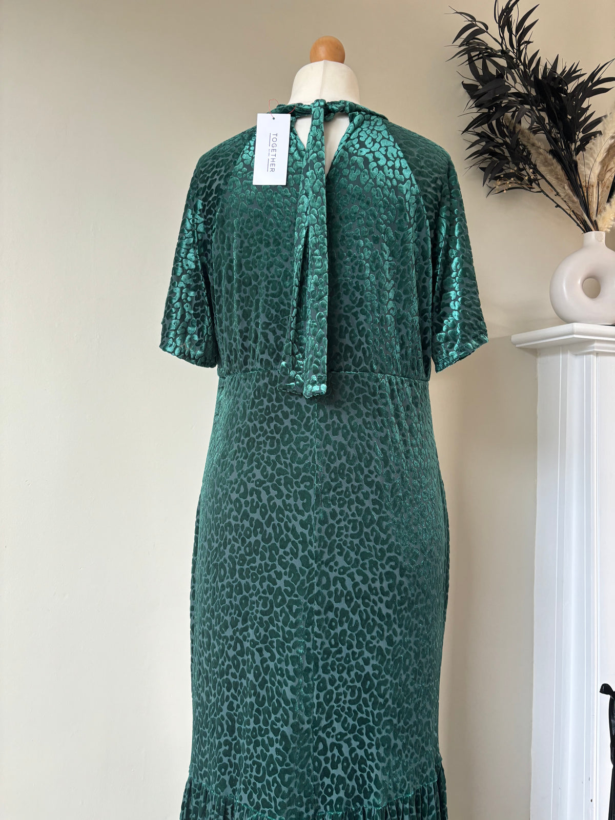 Forest Green Velour Dress By Together Size 18