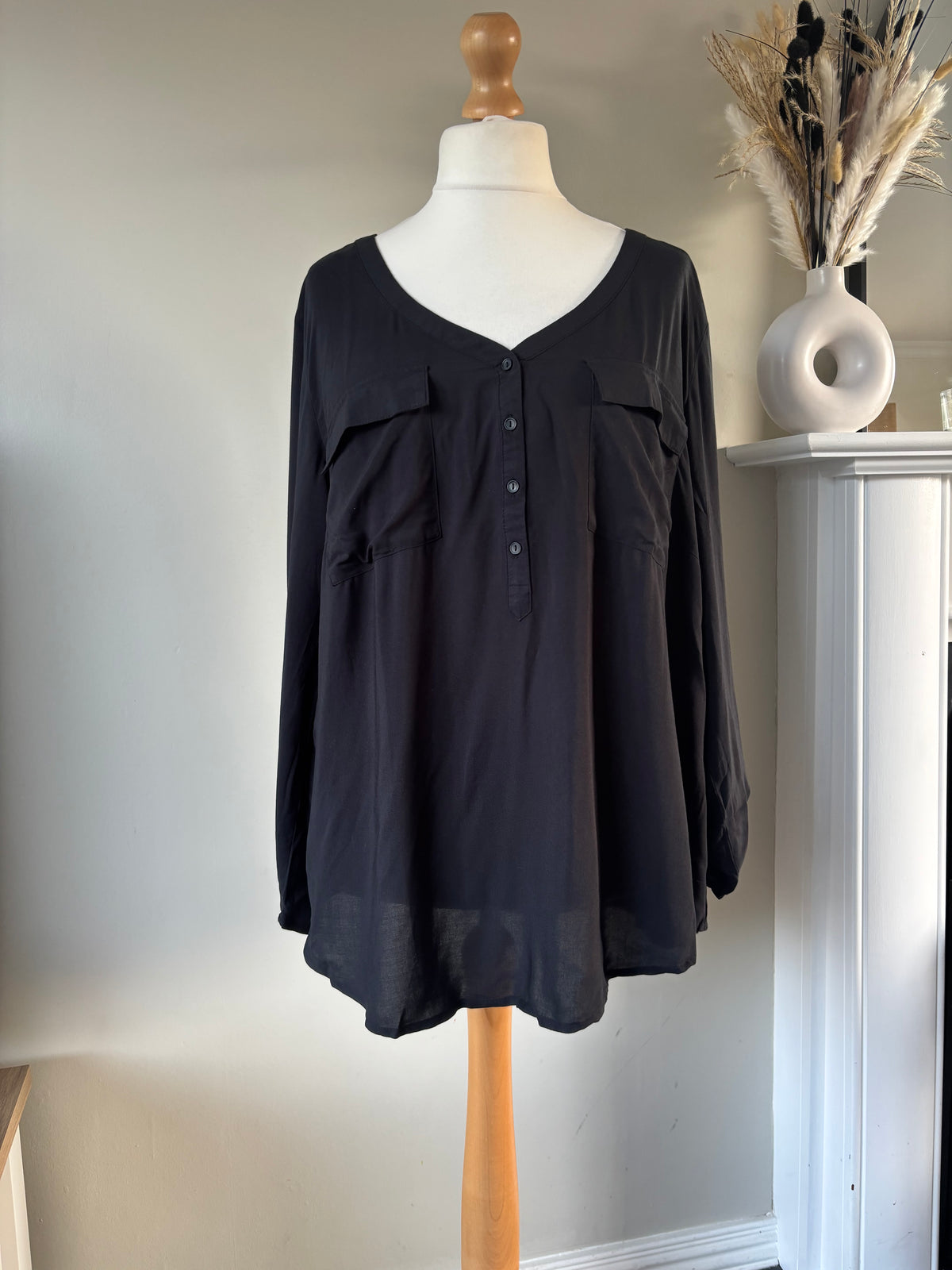 Black v neck soft blouse by Bonprix