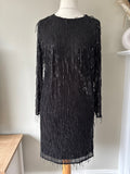 Black Sequin Fringe Dress by Freemans size 14