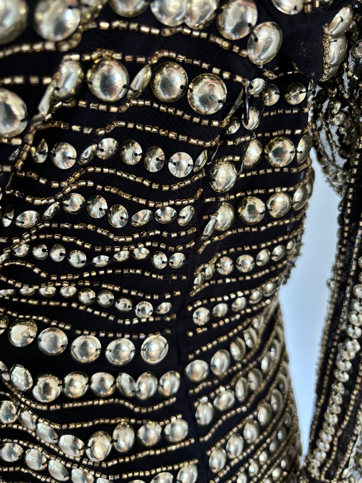 Black & Gold Embellished Wrap Dress STAR by Julien Macdonald Size 14