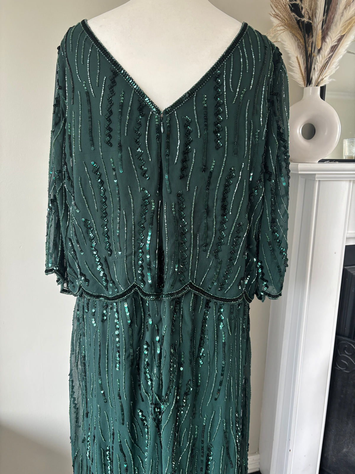 Forest Green Beaded Hi Low Hem Dress Size 22 by Together