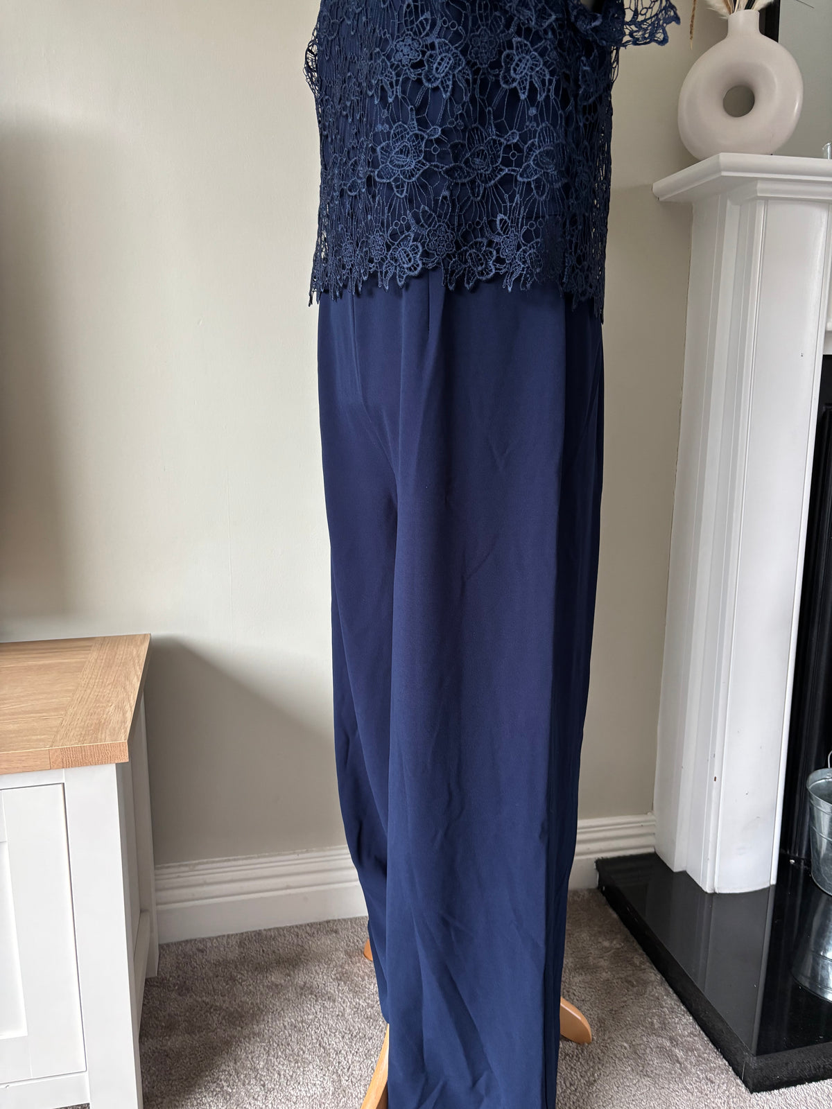 BONPRIX Navy Lace Bodice Jumpsuit size 22