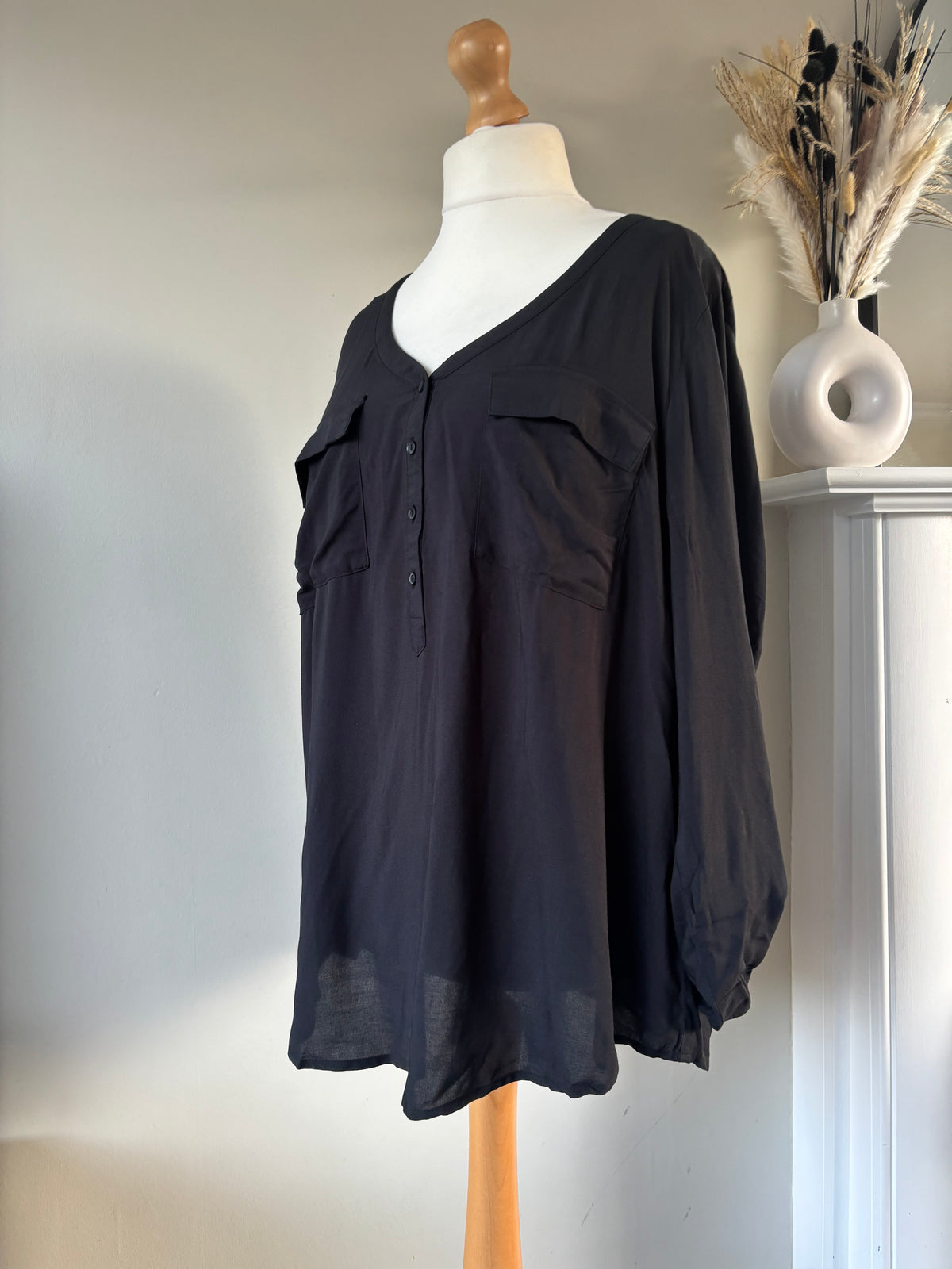 Black v neck soft blouse by Bonprix