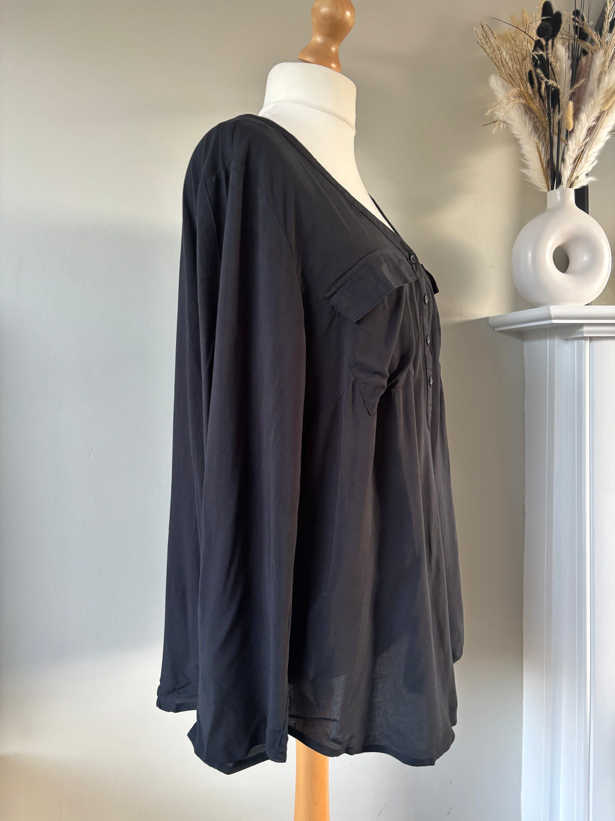 Black v neck soft blouse by Bonprix