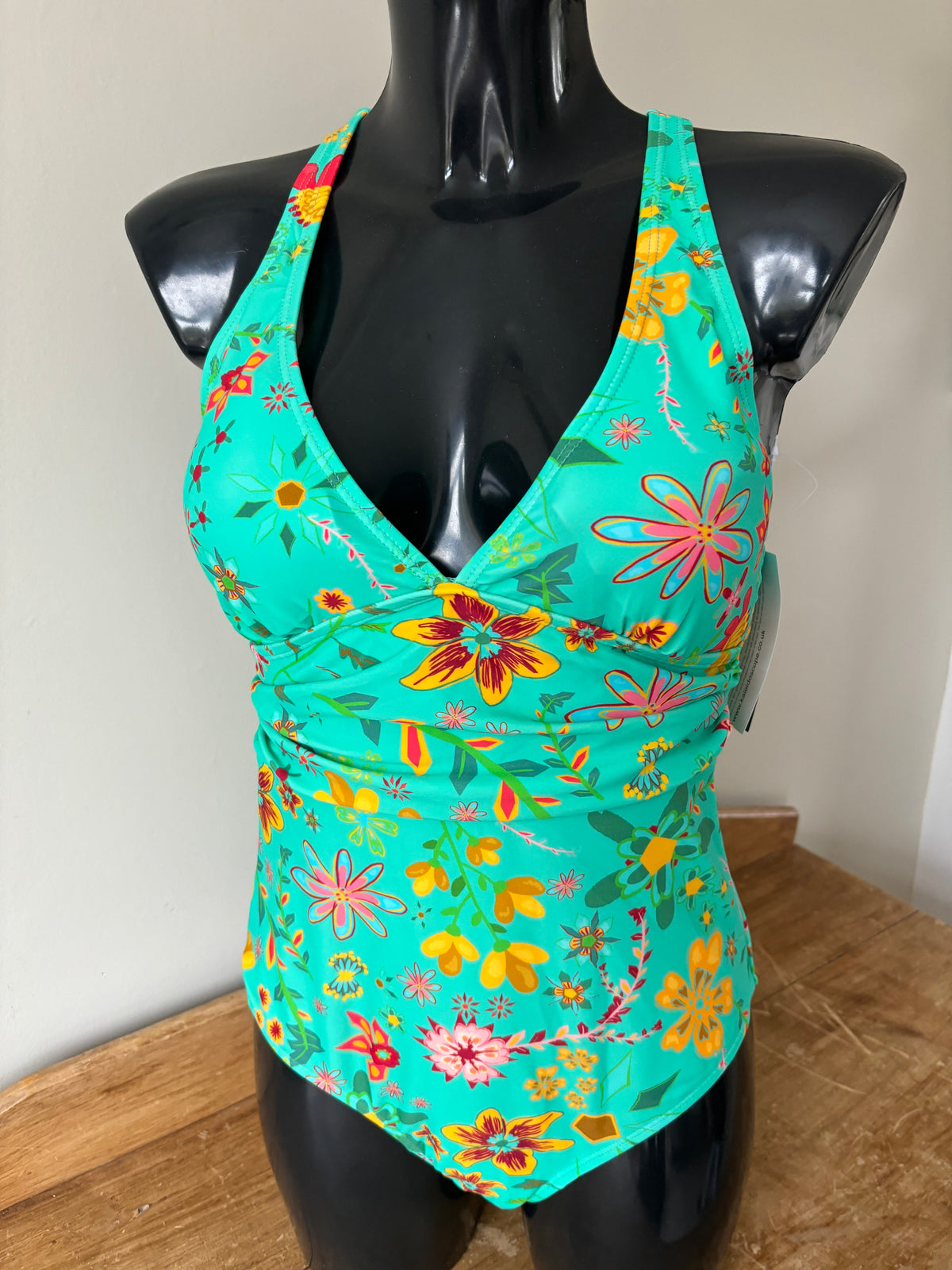 Teal All Over Print Swimsuit with Tummy Control by Kaleidoscope Size 12