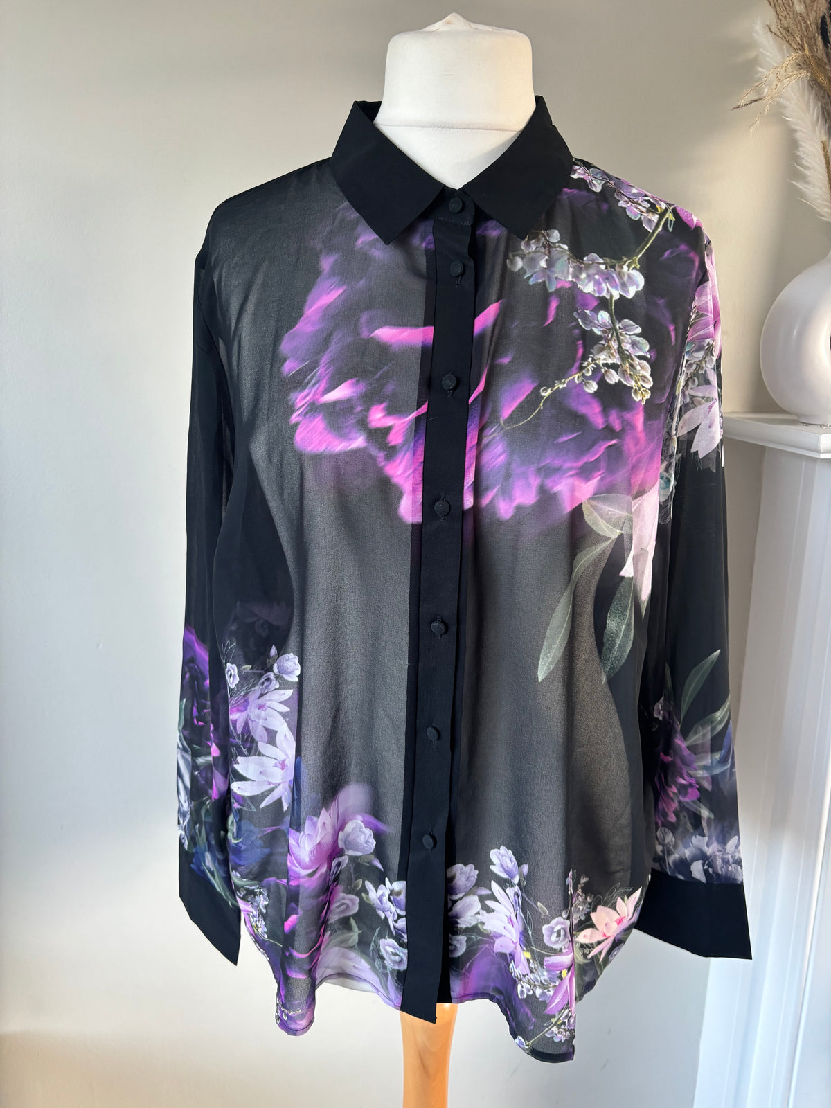 Floral printed purple and black blouse by Kaleidoscope size 18