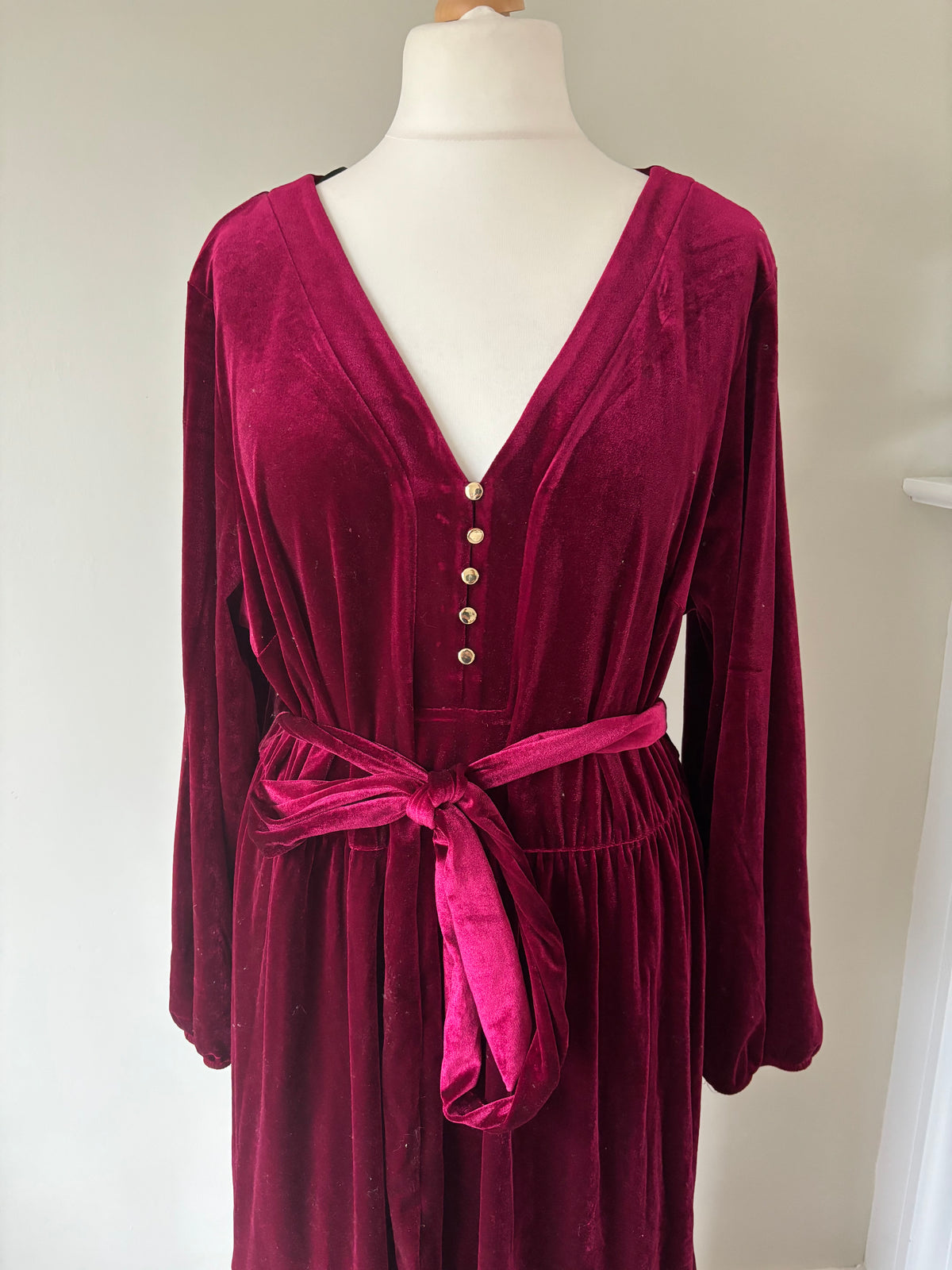 Berry Velour Tiered Midi Dress by Together Size 20