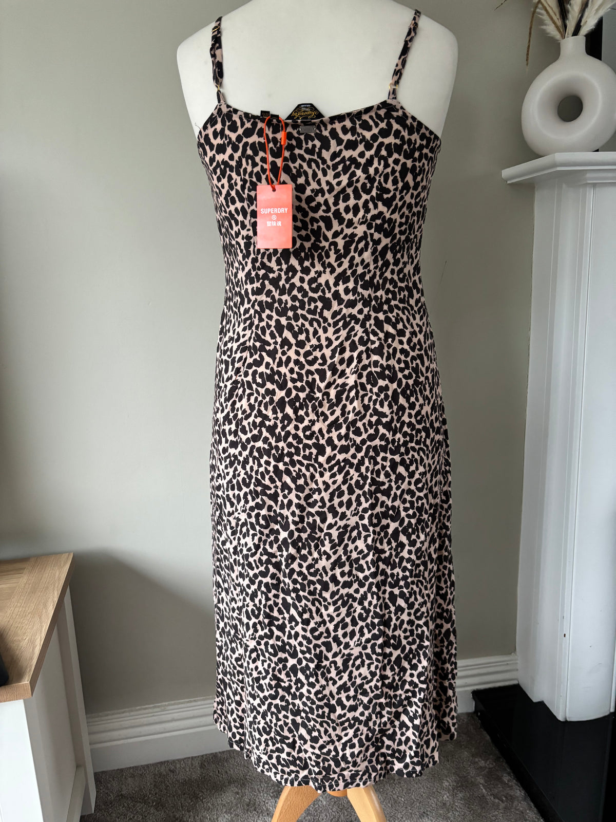 Print Button Cami Midi Dress by Superdry Size 12