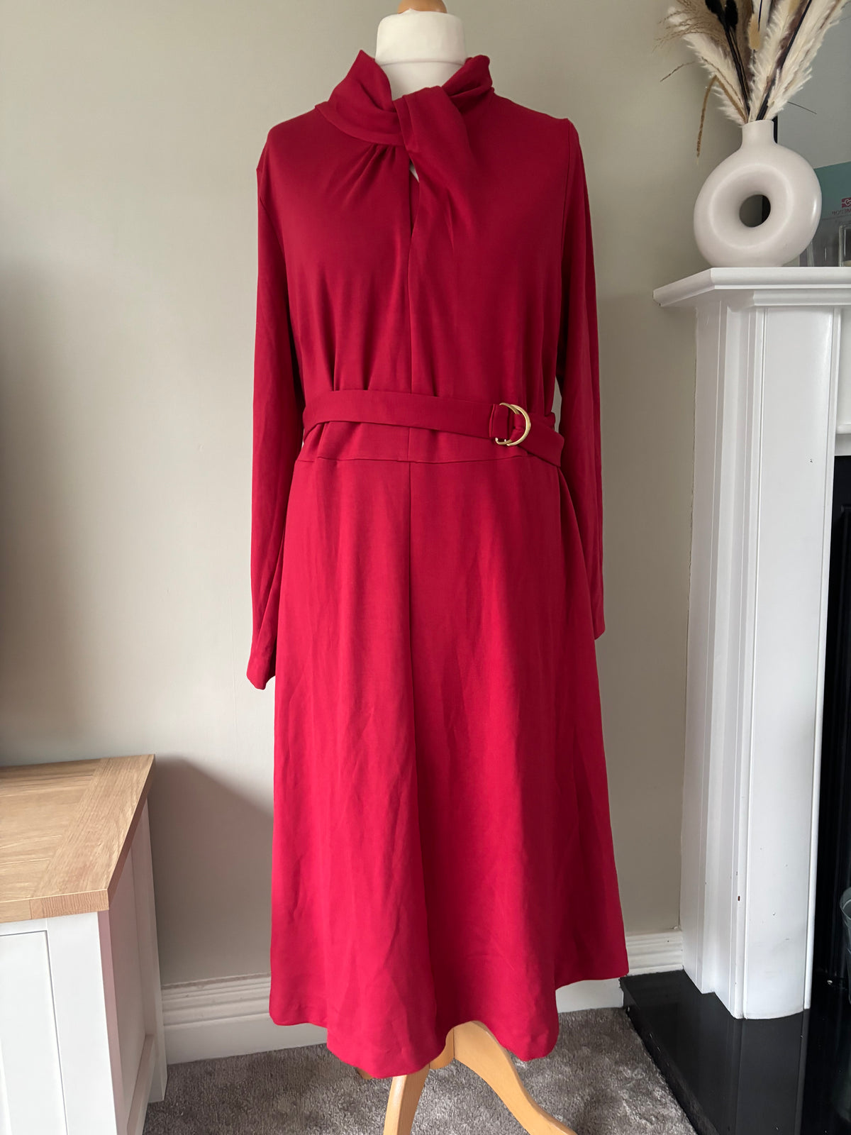 A-Line Belted Stretch Jersey Dress by Heine size 20