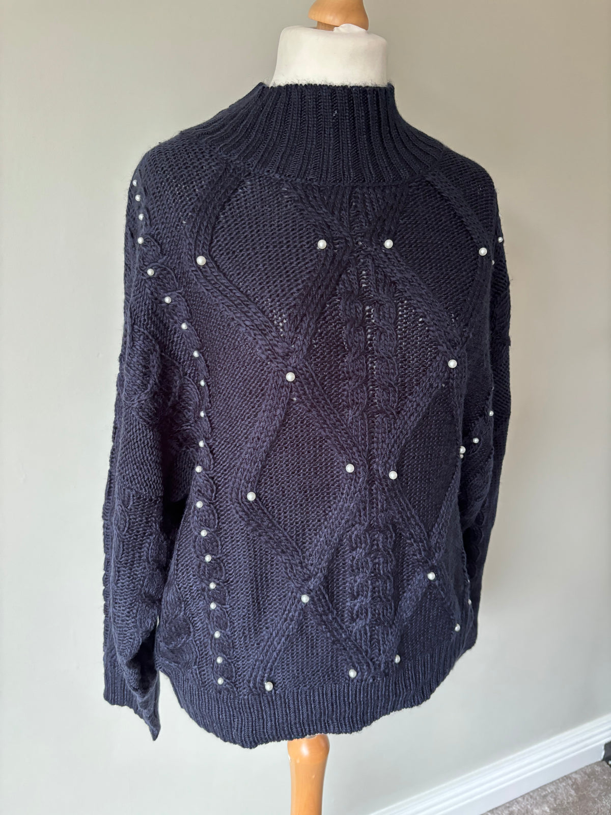 Pearl Trim Cable Jumper by Love Mark Heyes Size 16