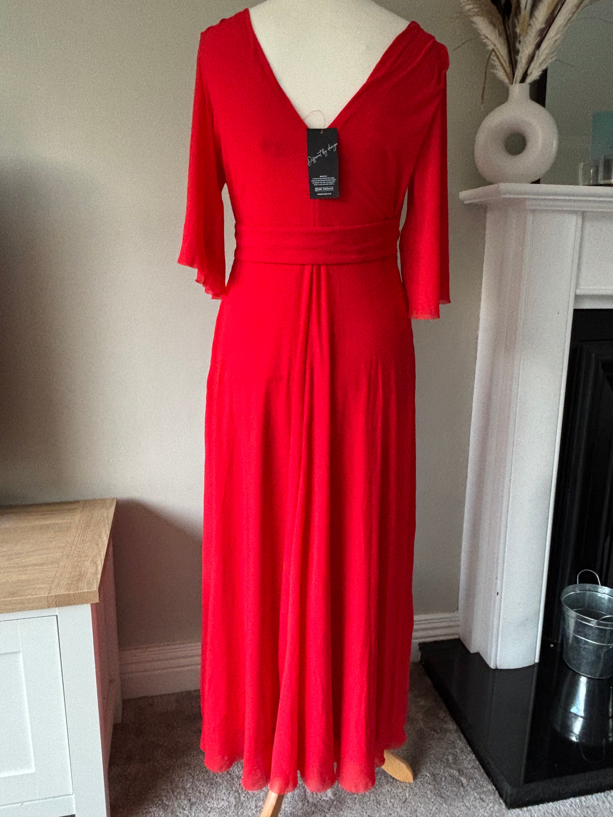 Red Mesh Maxi Dress By Kaledsicope size 14