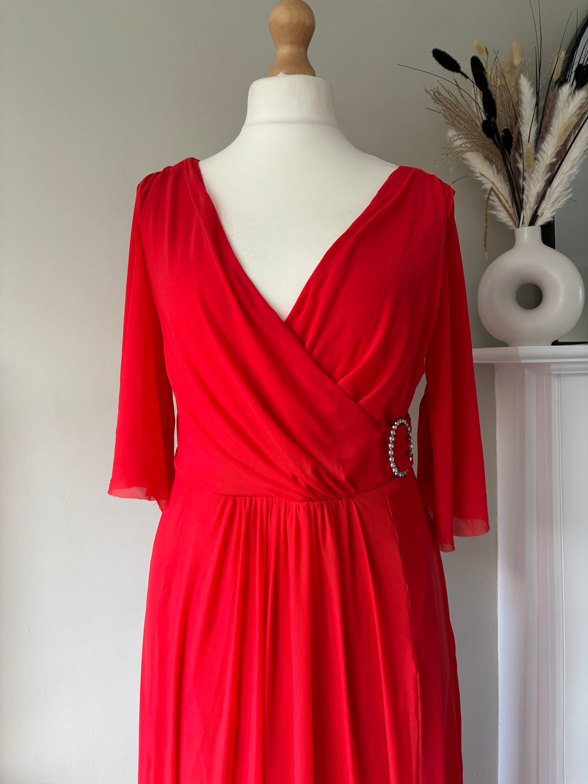 Red Mesh Maxi Dress By Kaledsicope size 14