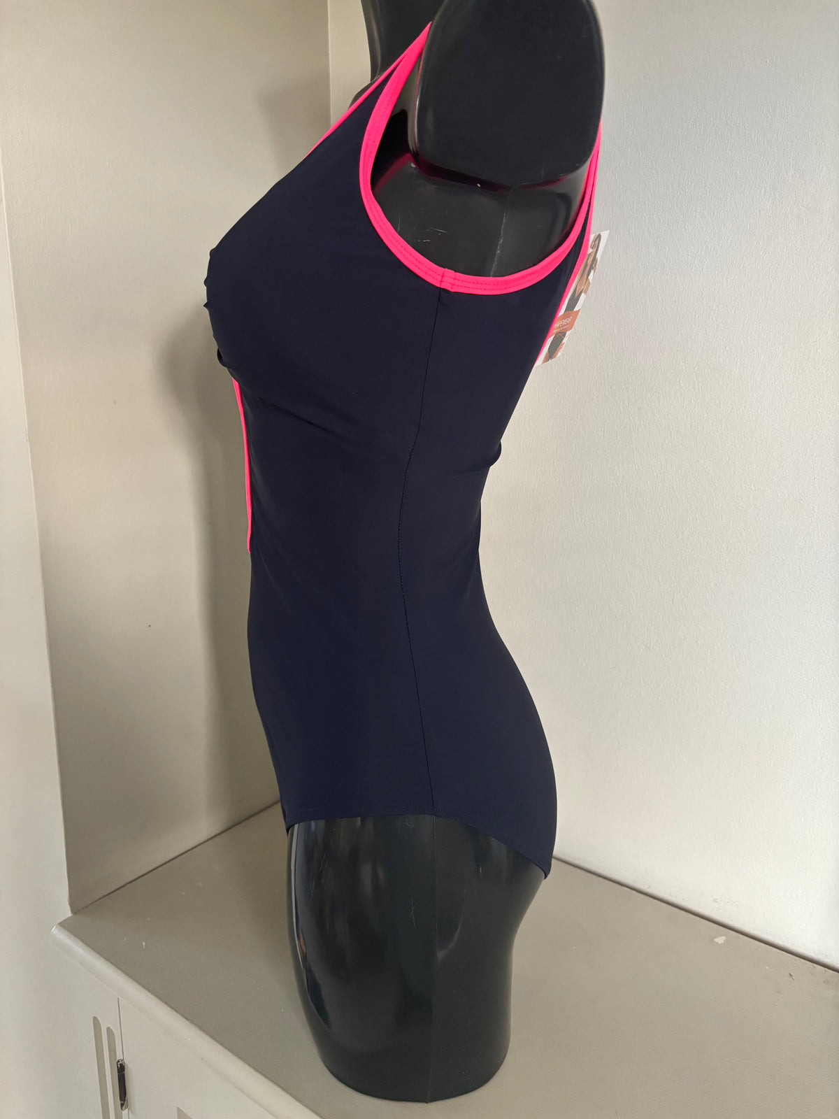 Black and pink zip front swimsuit by bonprix size 12