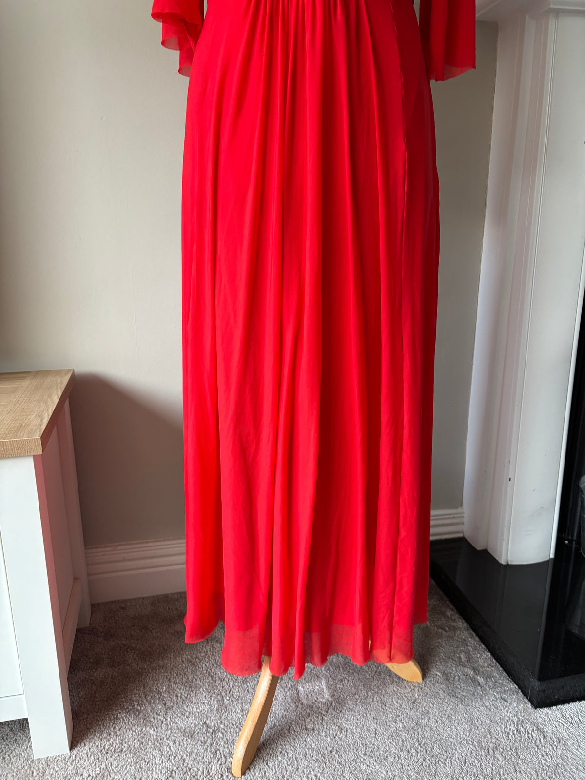 Red Mesh Maxi Dress By Kaledsicope size 14