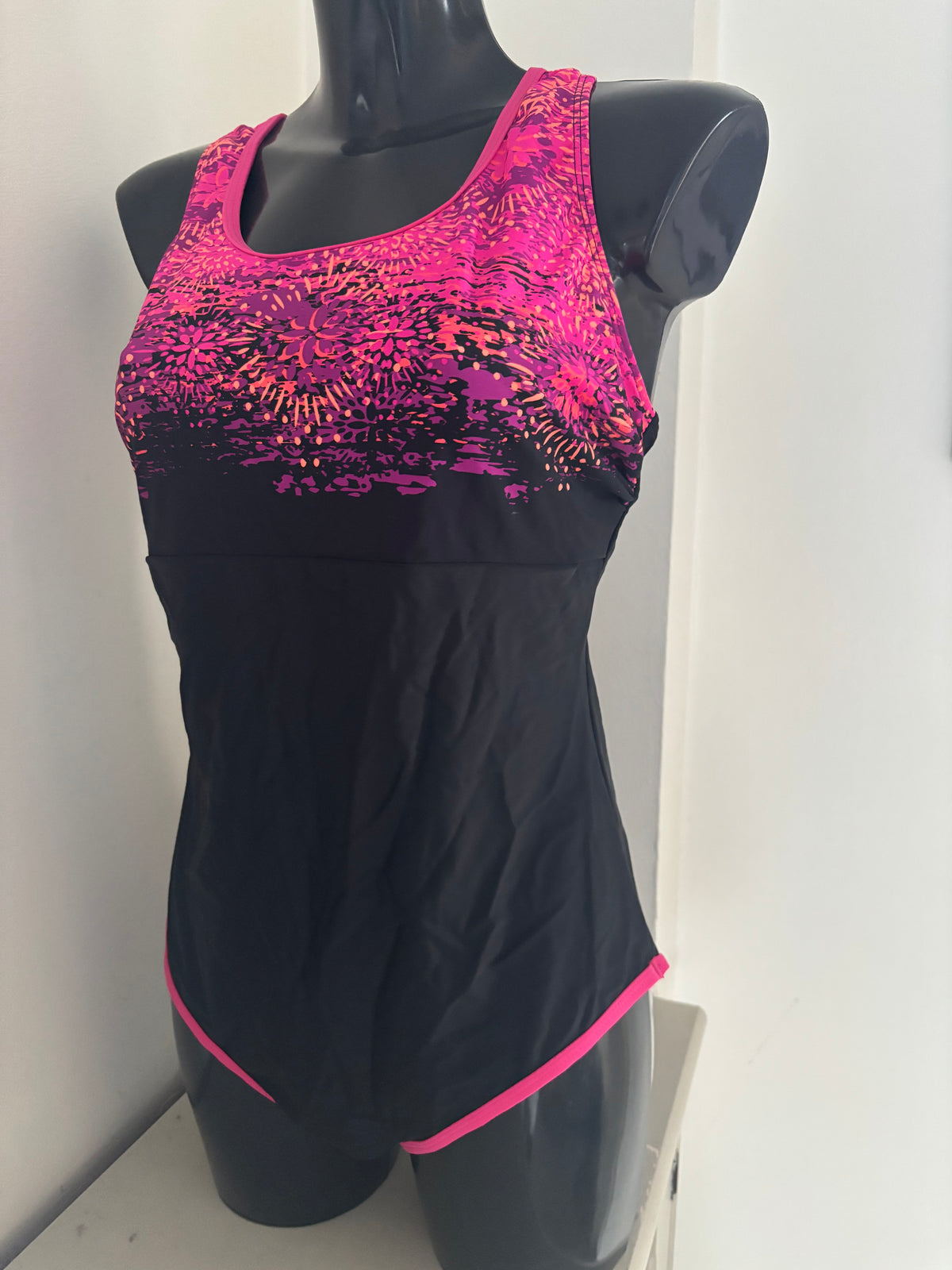 Black and pink swimsuit by bonprix size 16