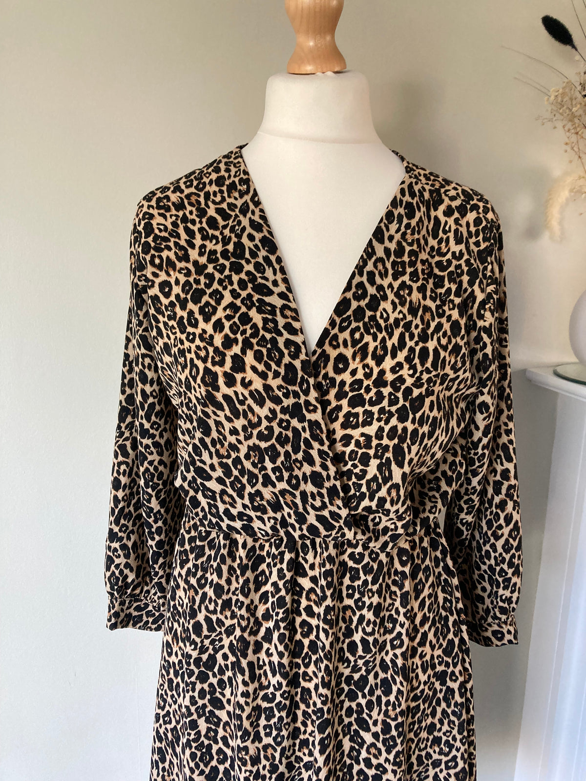 Leopard print wrap dress by Boohoo size 12