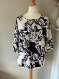 Black and white patterned top by Fair lady size 12