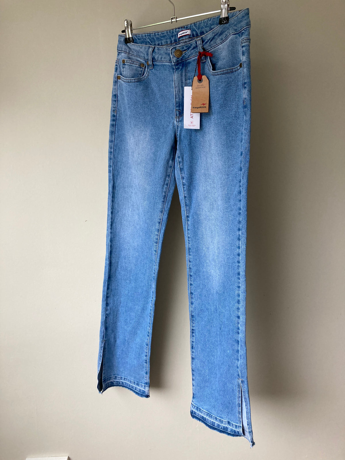 Light blue denim frayed Jeans by KANGAROOS- Size 12