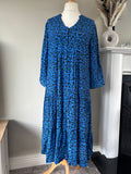Pomodoro Tiered Leopard Print Long Dress Pacific Blue by 16