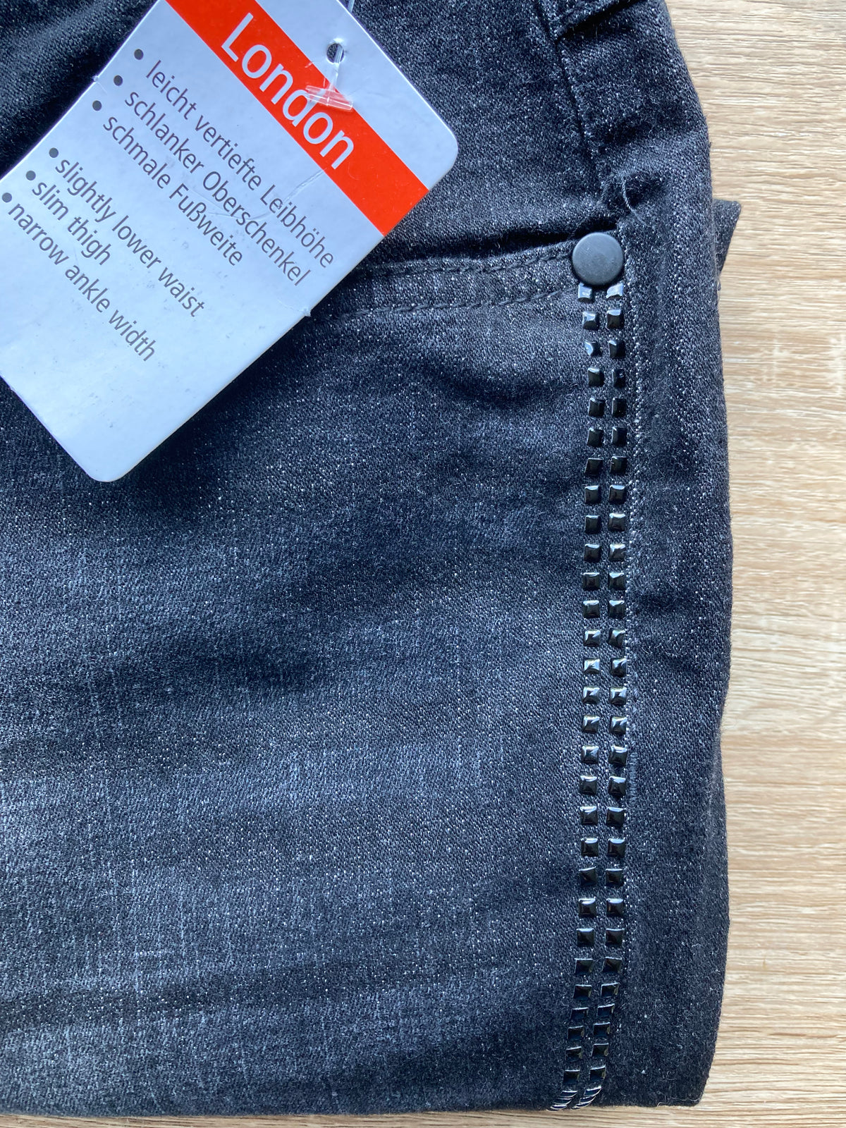 Black jewel detail jeans by CREATION L - Size 16