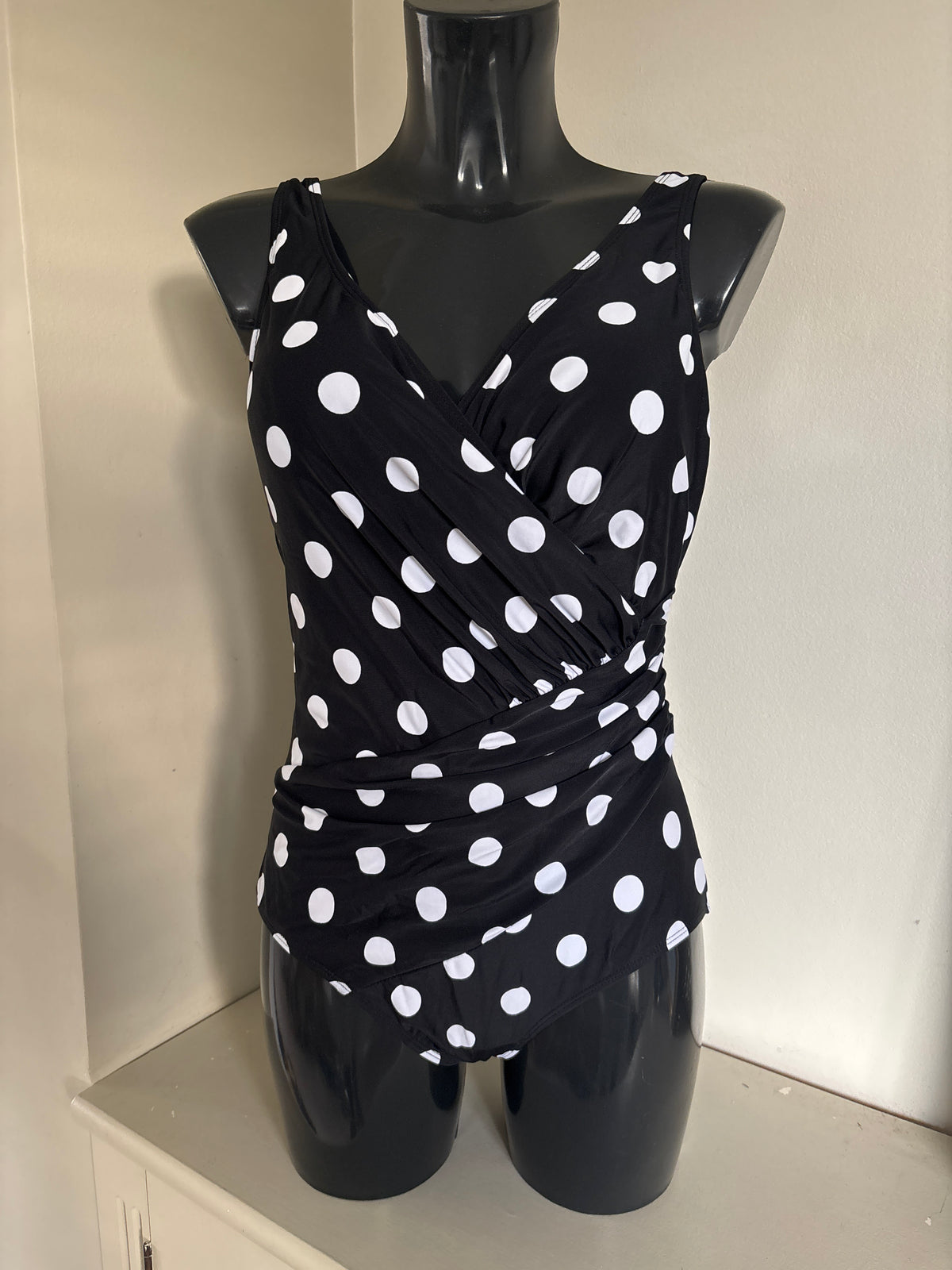 Black and White polka dot Swimsuit by Freemans size 12