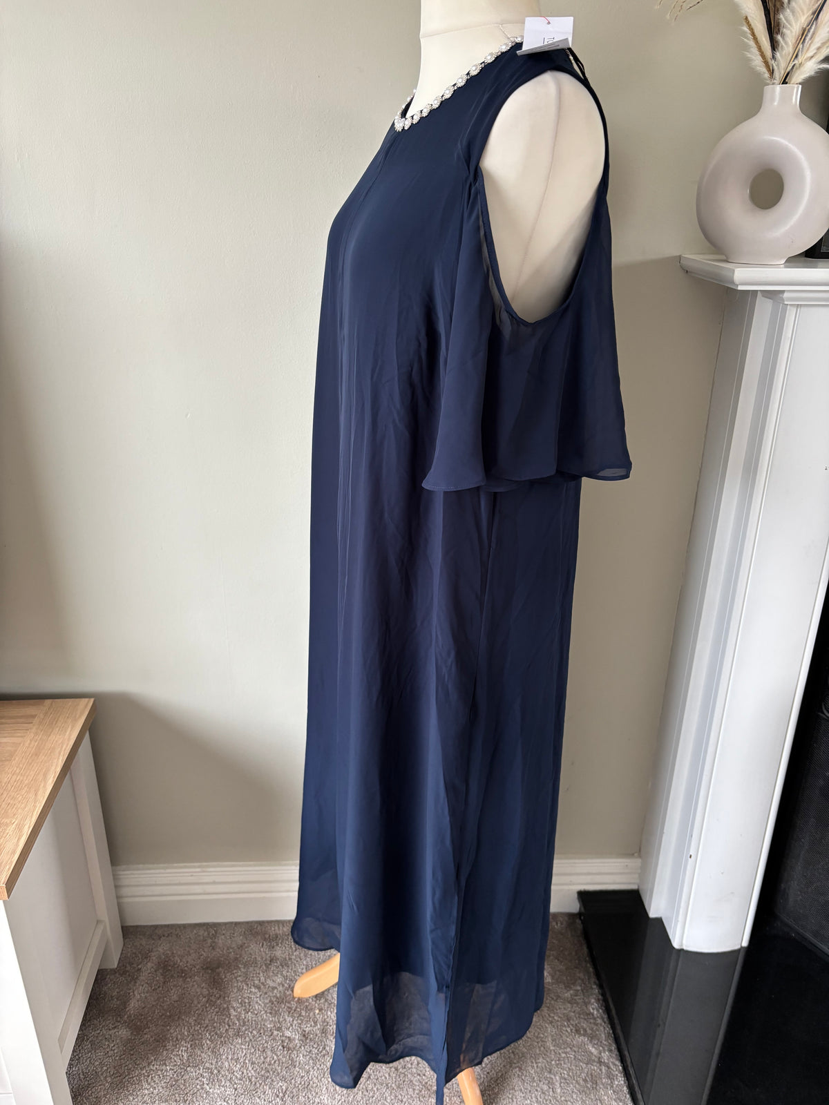 Navy Split Front Cold Shoulder Maxi Dress by Together size 20