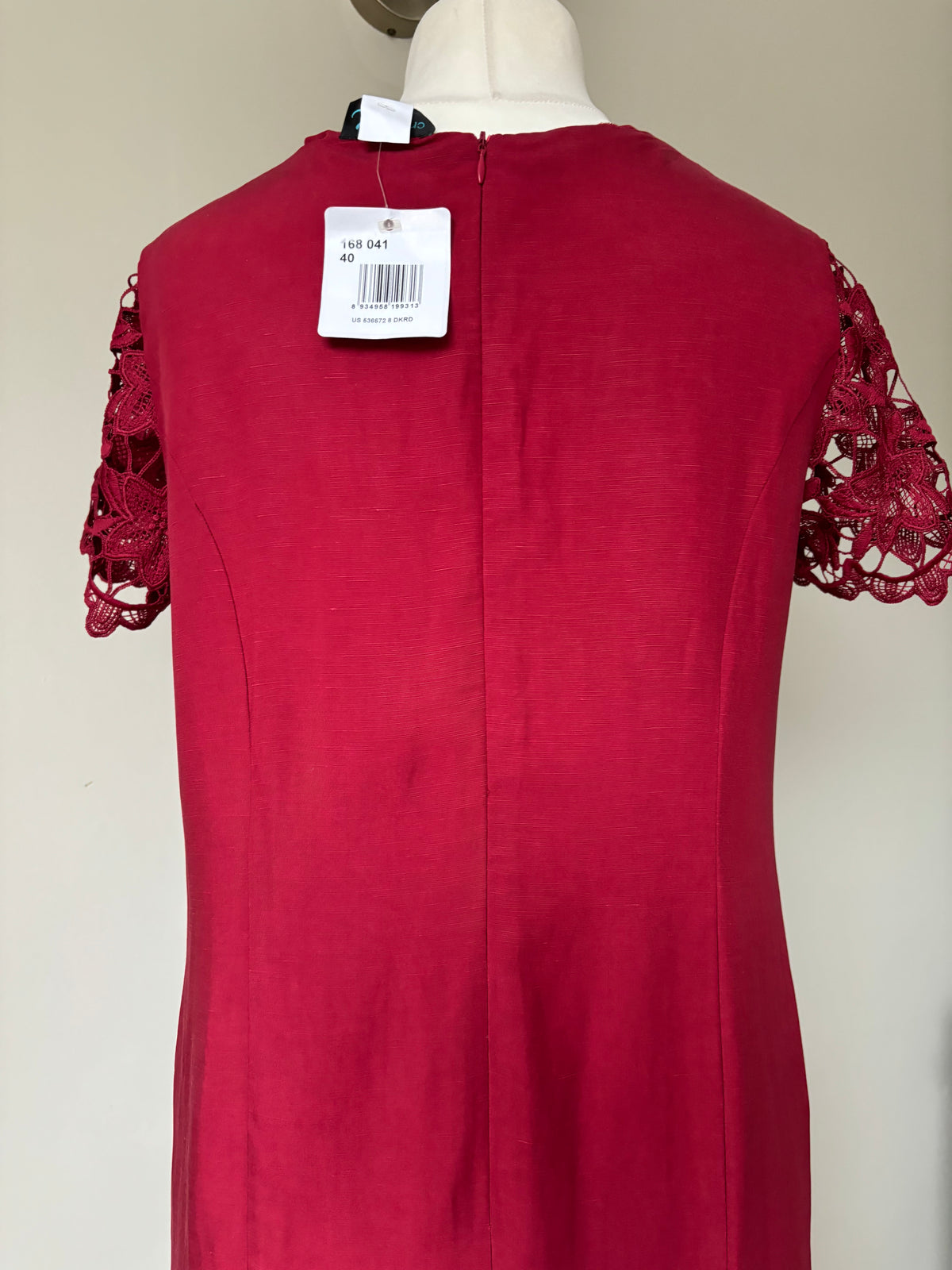 Red Lace Summer Dress by CREATION - Size 14