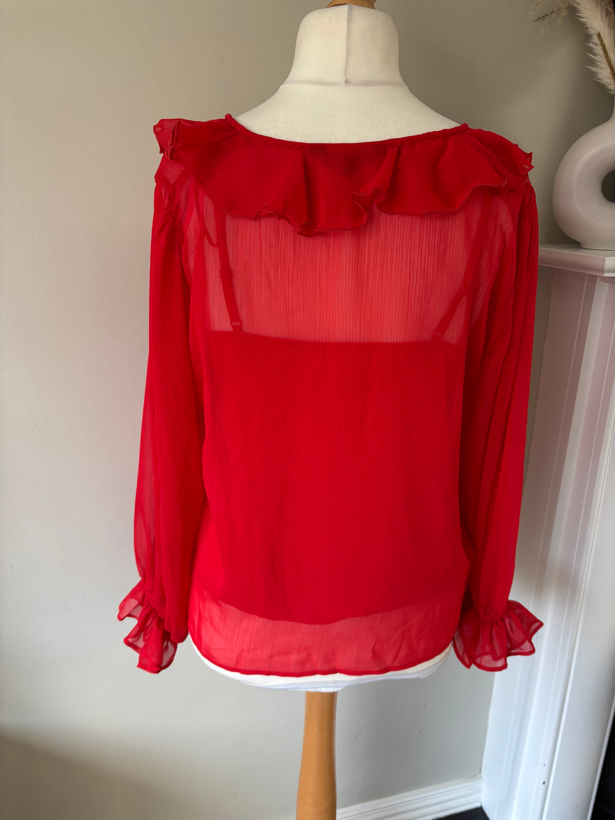 Two piece red ruffle blouse by Kaleidoscope size 14