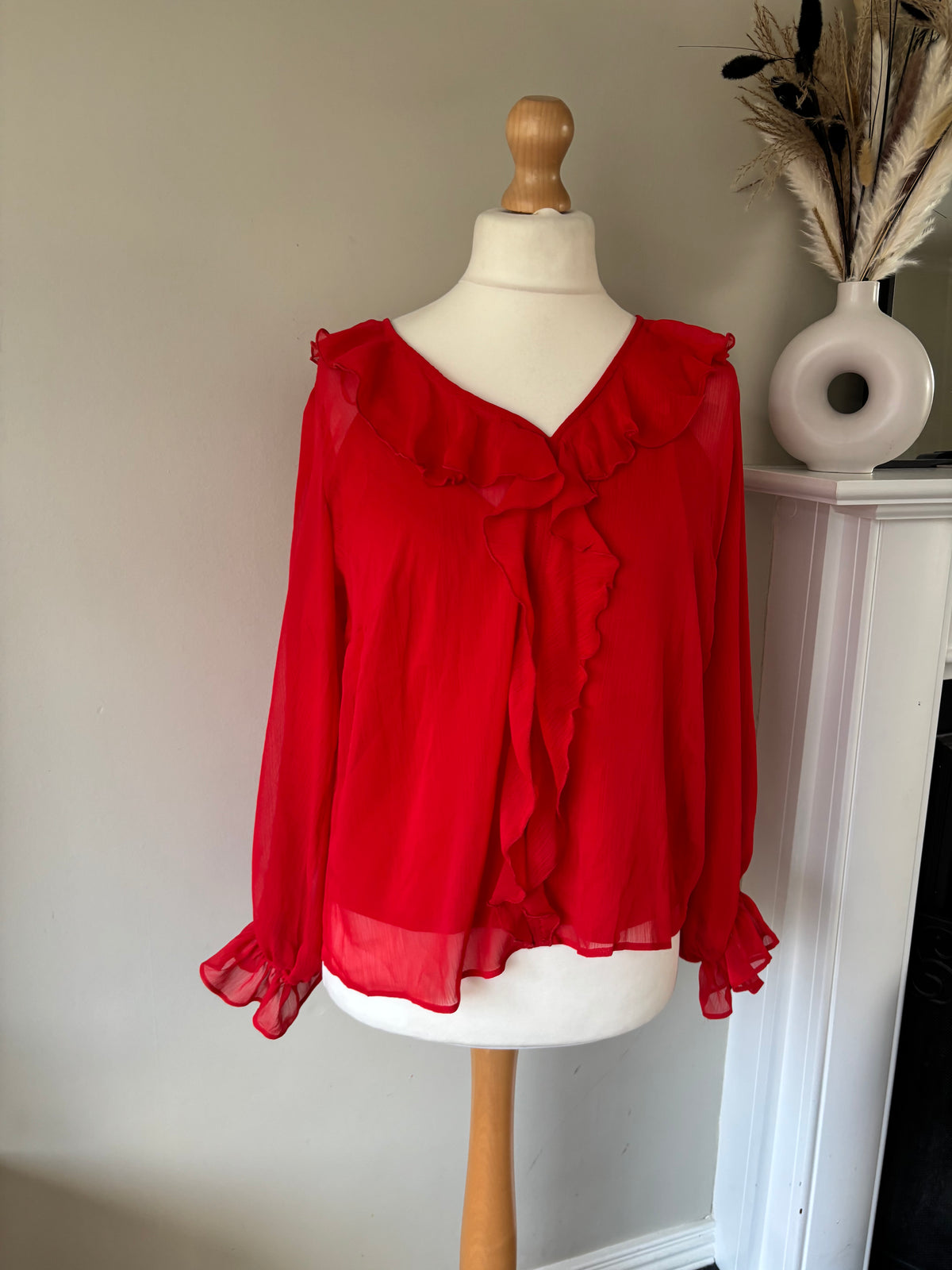 Two piece red ruffle blouse by Kaleidoscope size 14