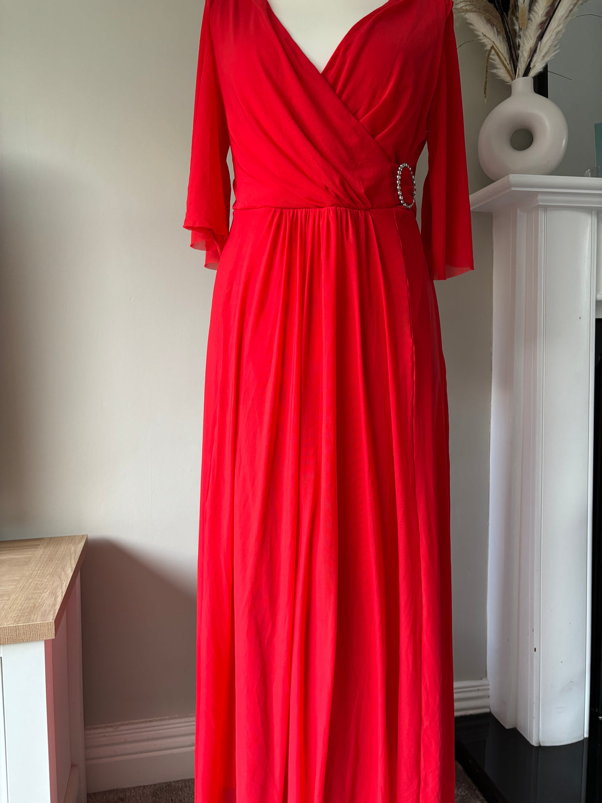 Red Mesh Maxi Dress By Kaledsicope size 14